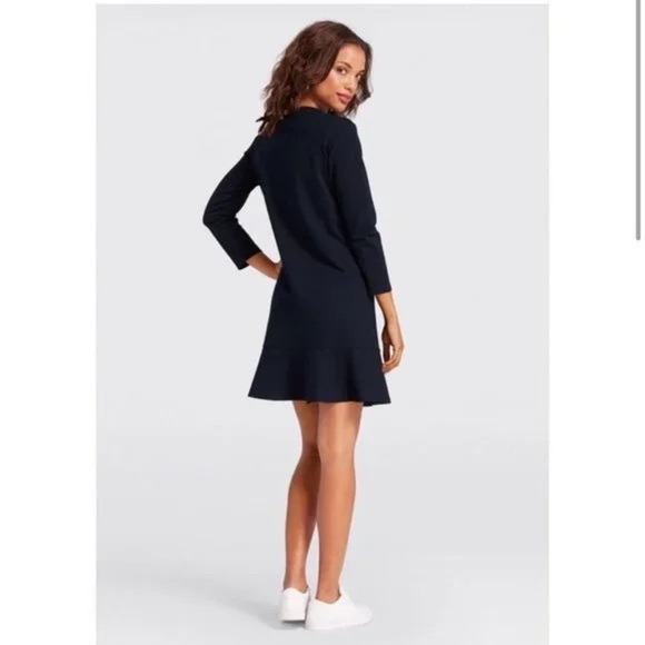 NWT Draper James Solid Tulip Long Sleeve Ponte Dress in Nassau Navy Sz Medium - Picture 2 of 13